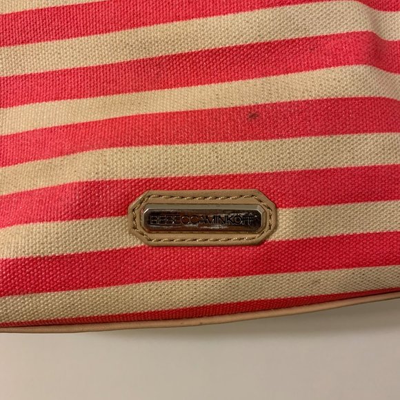 Rebecca Minkoff cream/pink striped canvas tote - Picture 3 of 4